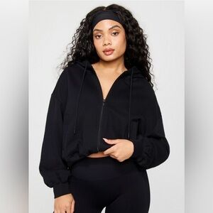 Fabletics Weekend Full Zip Baggy Hoodie BLACK XXS NEW $110